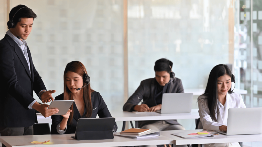 Customer service teams busy answering inquiries