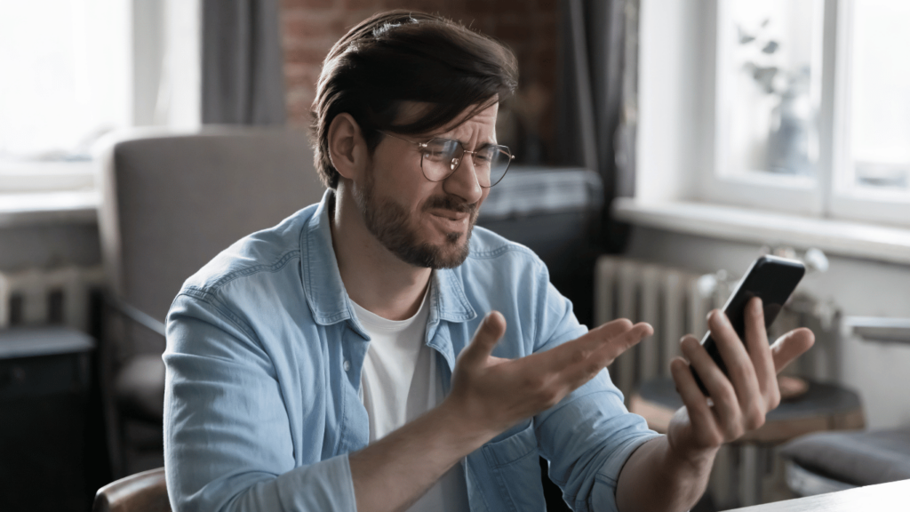 Frustrated customer speaking to customer support