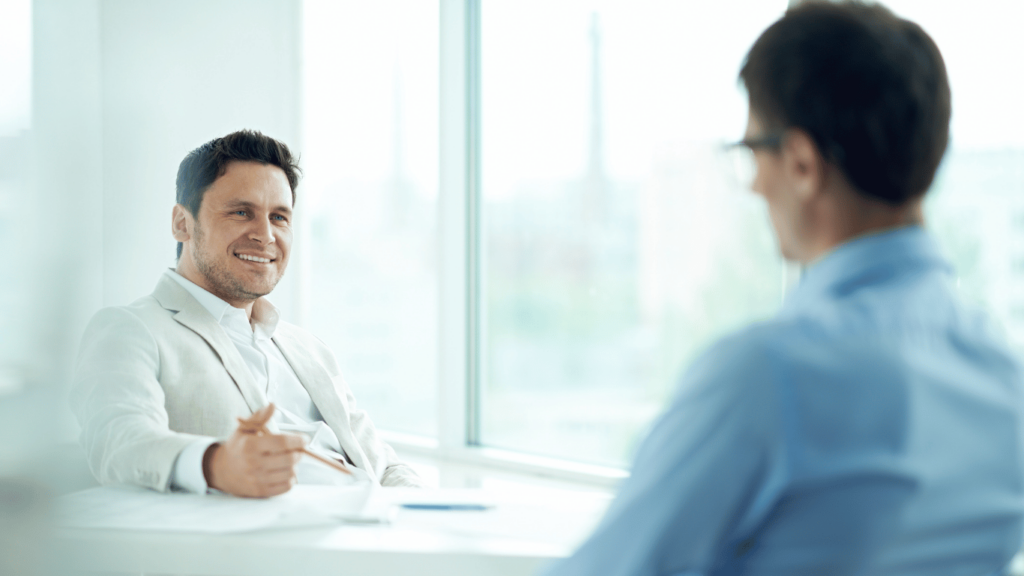 Business owner conducting interviews