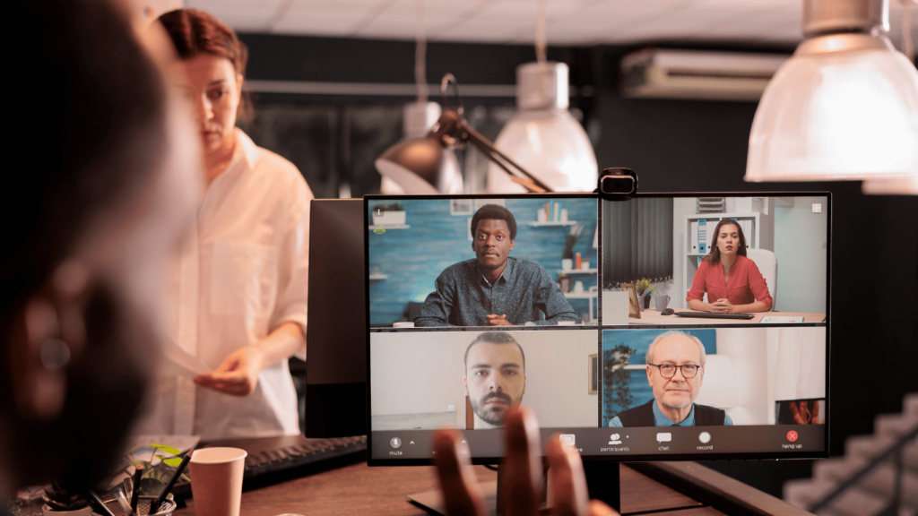 Remote team members having a meeting