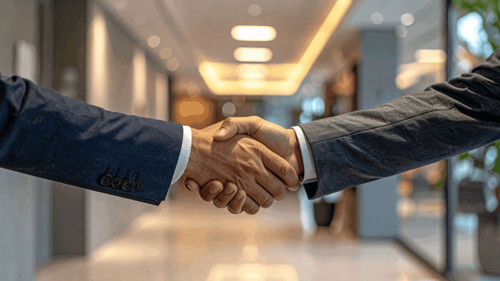 Closeup of handshake between business partner and outsourcing partner