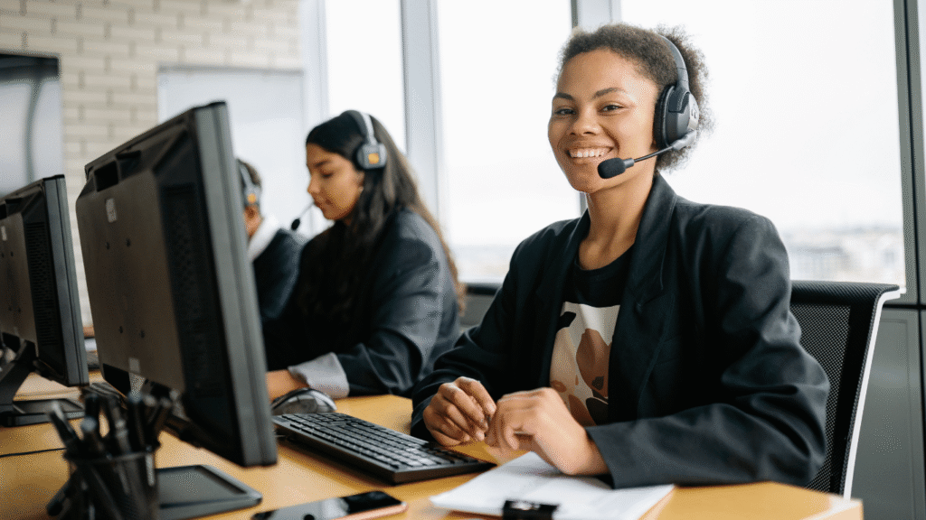 Agents using ticket management software to help with customer service