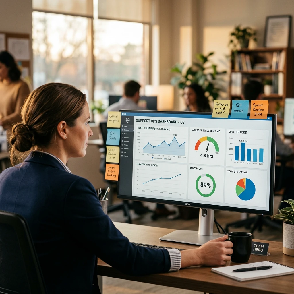 Customer support agent studying costs related to support